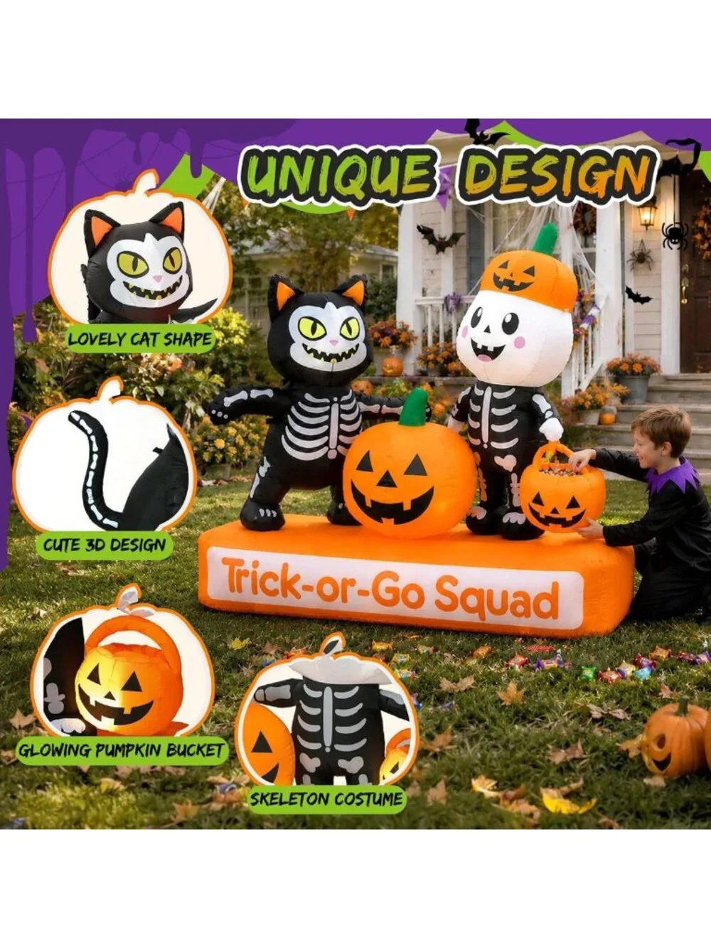 7FT Halloween Inflatable Trick-or-Treat Yard Decor | Spooky Outdoor Decoration